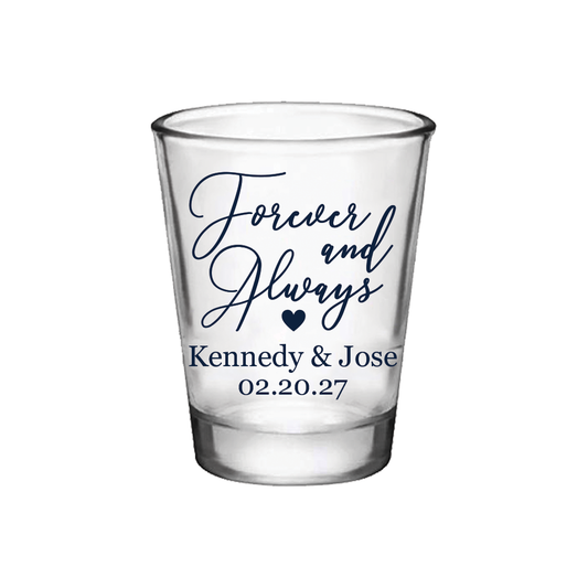 Por siempre y para siempre - vasos de chupito para bodas