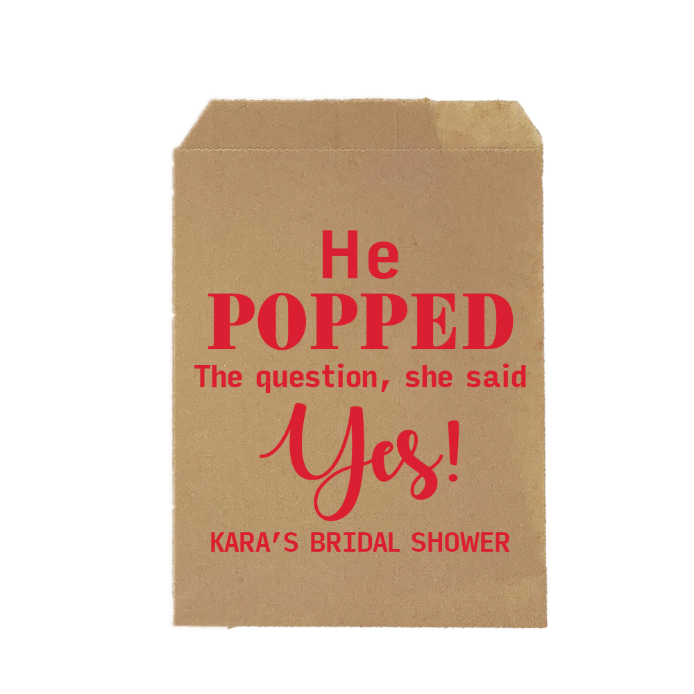 He Popped the Question, She Said Yes! engagement/wedding popcorn bags
