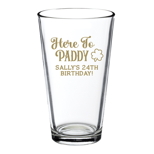Here to Paddy PLASTIC Pint Glasses