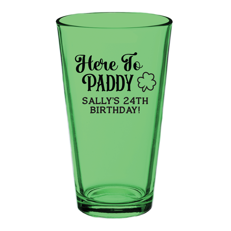 Here to Paddy PLASTIC Pint Glasses