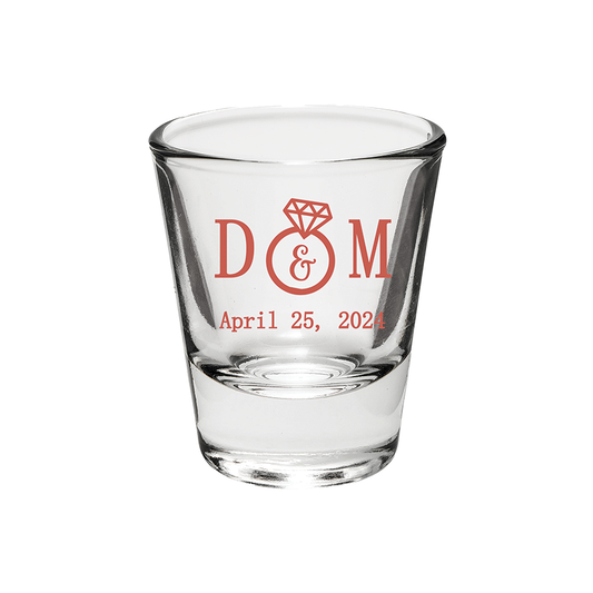CLOSEOUT SALE - 1oz Classic Shot Glasses - Initials with Ring design