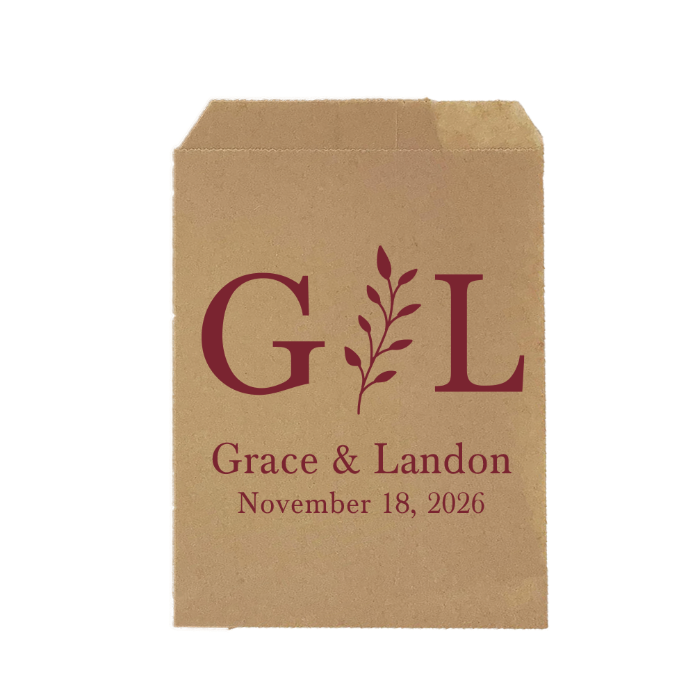 Initials with Vine wedding treat bags
