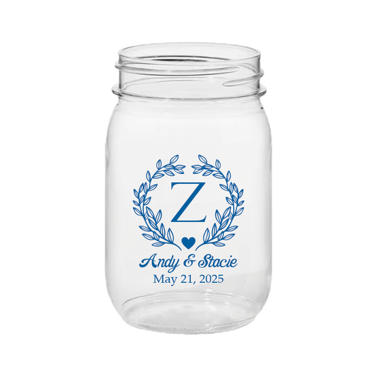 24oz PLASTIC Monogram Mason Jar