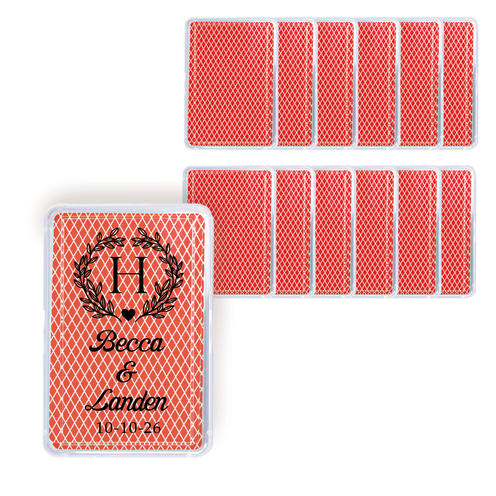 Monogram Wreath Custom Personalized Playing Card Case, Playing Cards Included