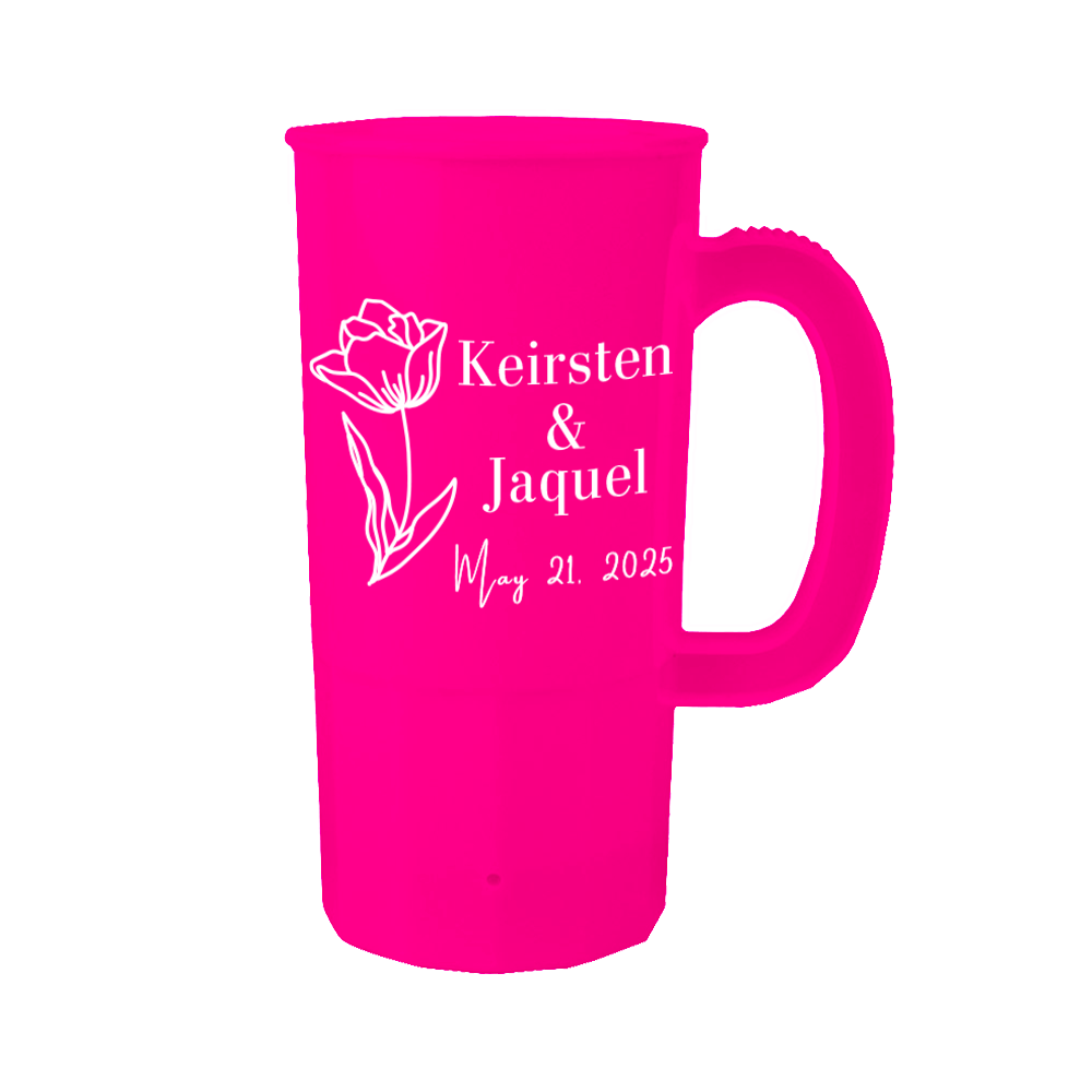 22oz Simple Flower Wedding Steins