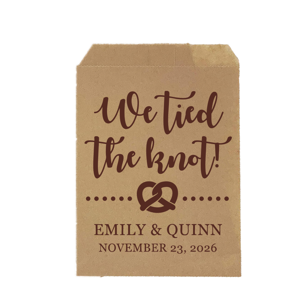 We Ties the Knot! wedding pretzel treat bags