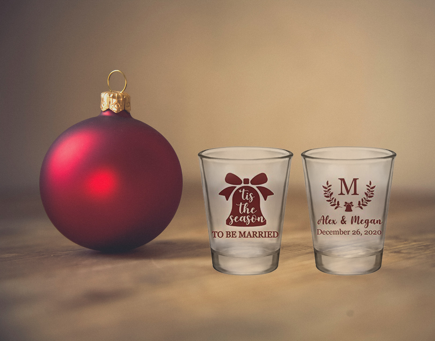 Tis the Season to be Married Wedding Shot Glasses