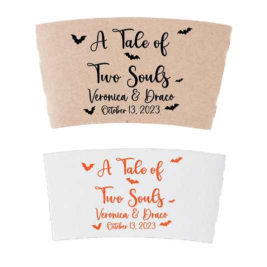 A Tale of Two Souls - Halloween Wedding Coffee Cup Sleeves