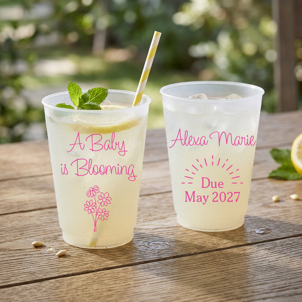 A Baby is Blooming Flower Bouquet Baby Shower Frosted Flex Cups