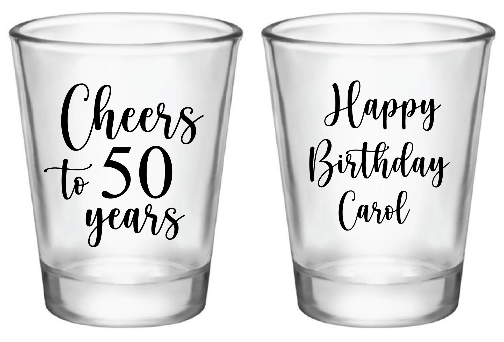 Cheers to 50 years, personalized 50th birthday shot glasses – Factory21 ...