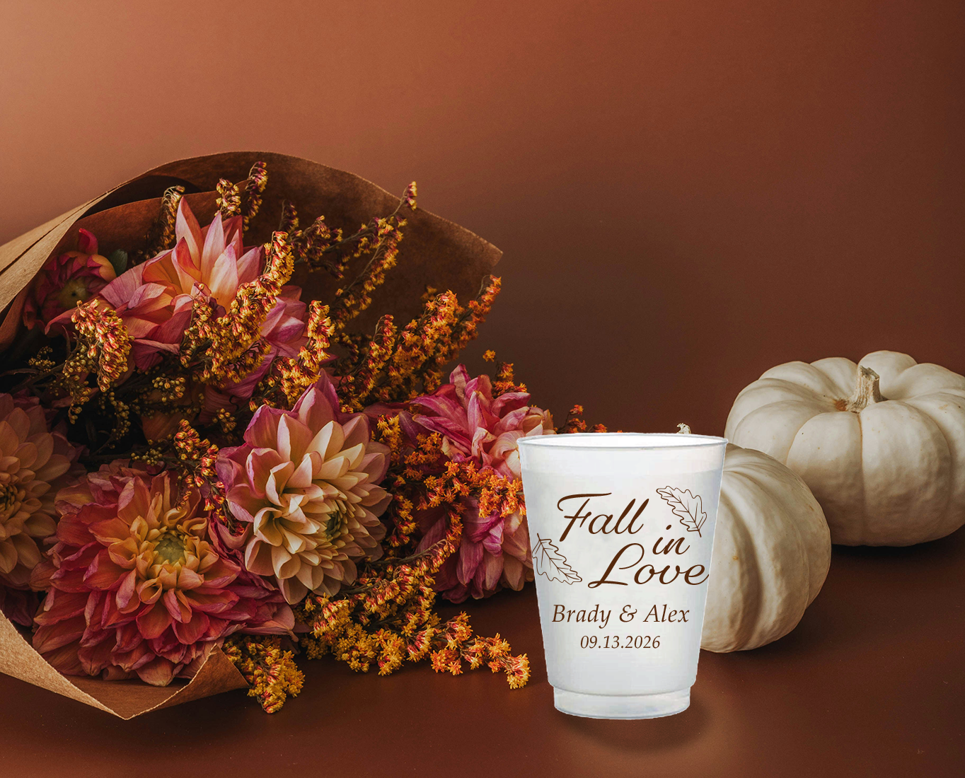 Fall in Love Wedding Frosted Flex Cups