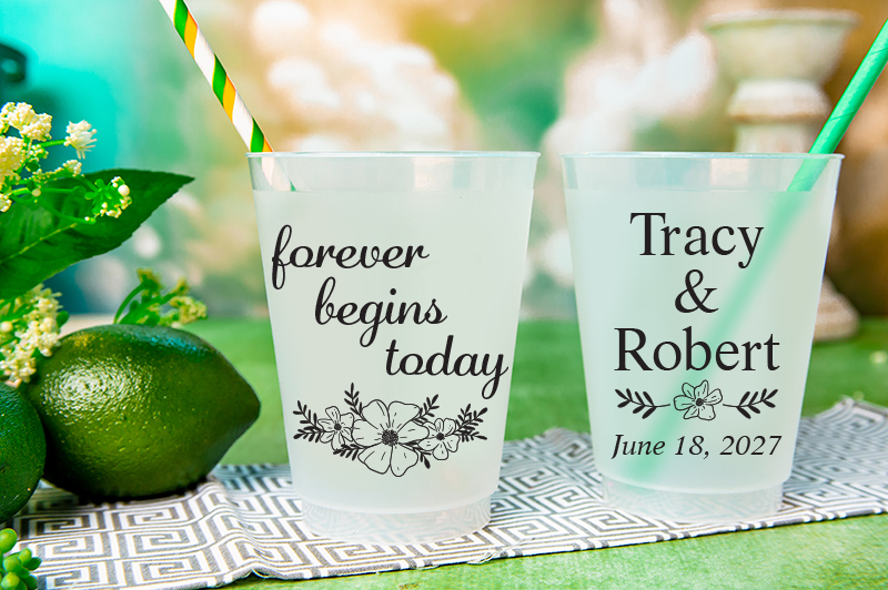 Forever Begins Today Wedding Frosted Flex Cups
