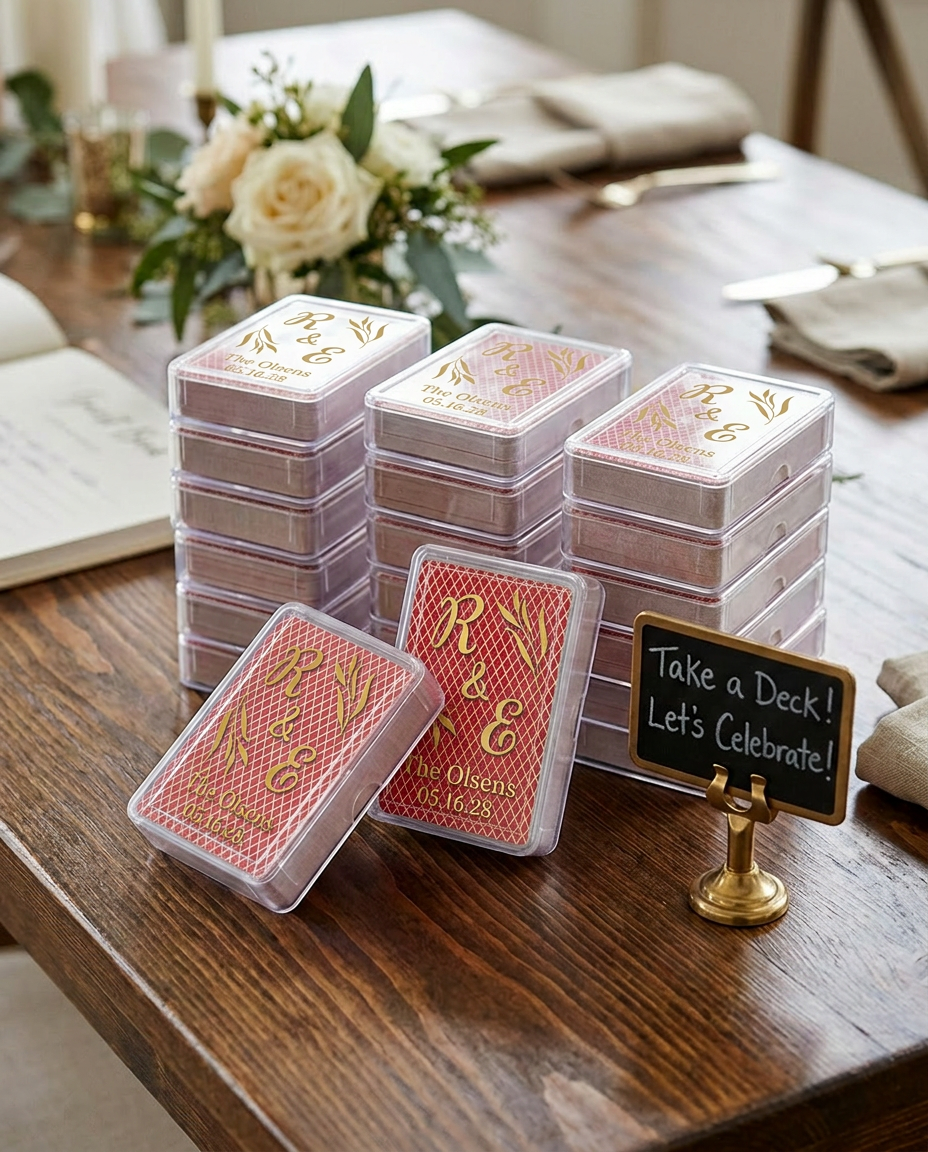 Initials with Leaves Custom Personalized Playing Card Case, Playing Cards Included