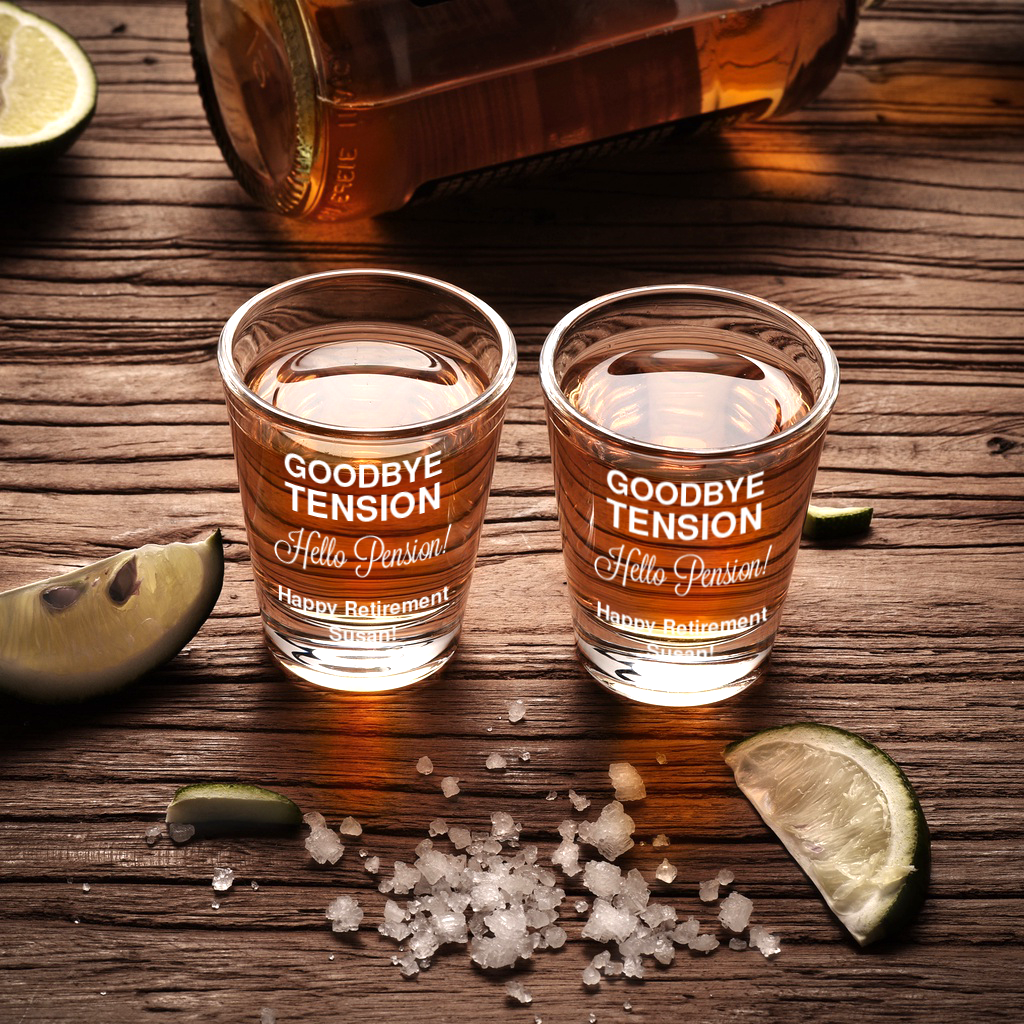 Retirement shot glasses