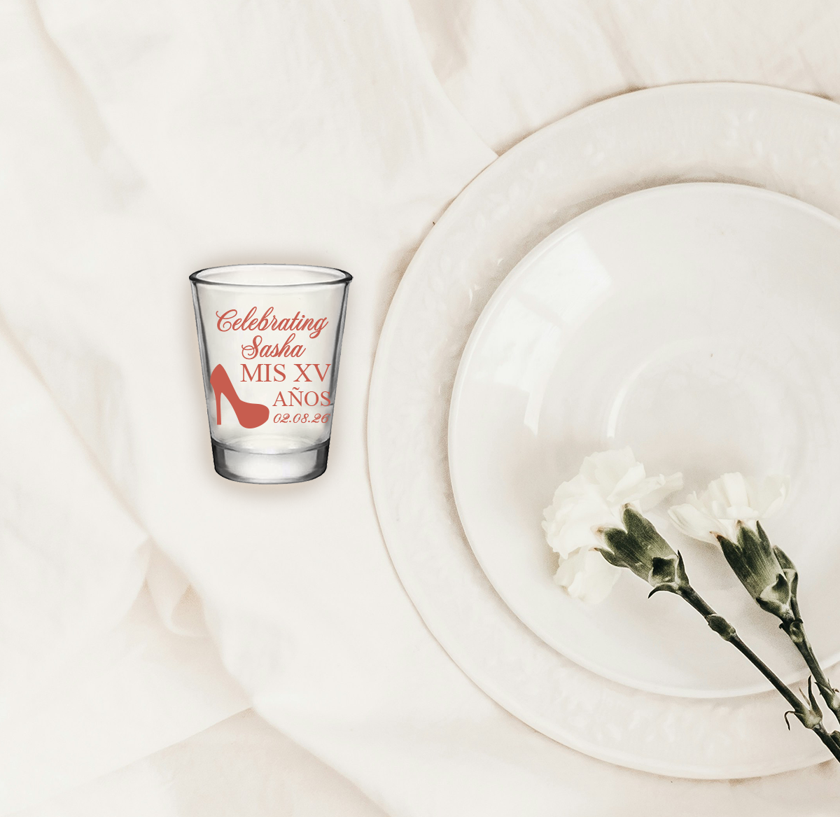 Vasos de chupito con diseño de tacón alto para quinceañera