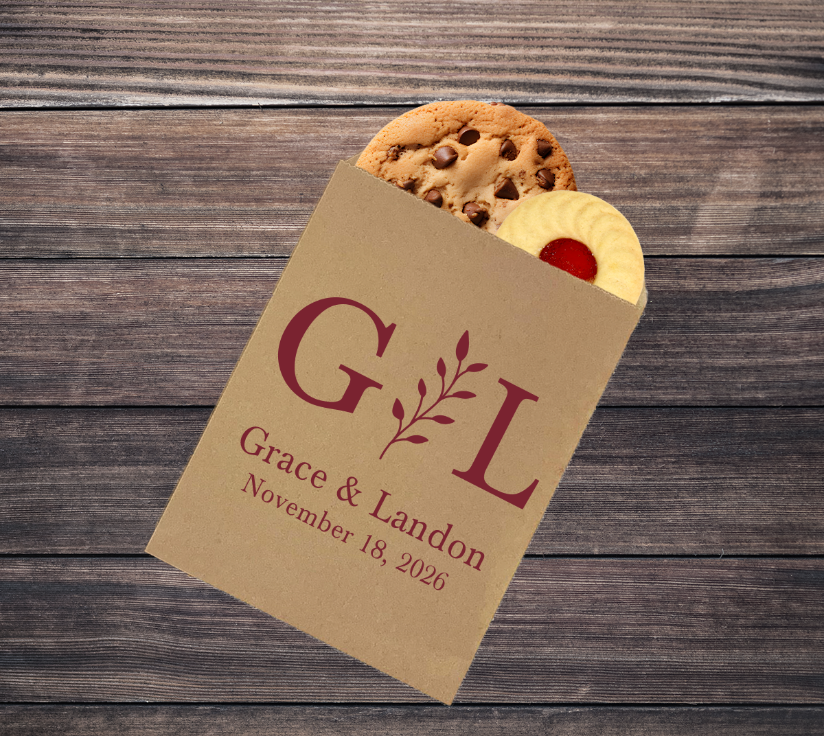 Initials with Vine wedding treat bags