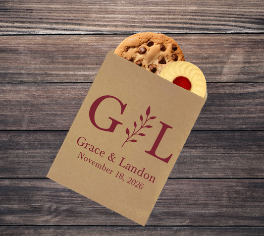 Initials with Vine wedding treat bags