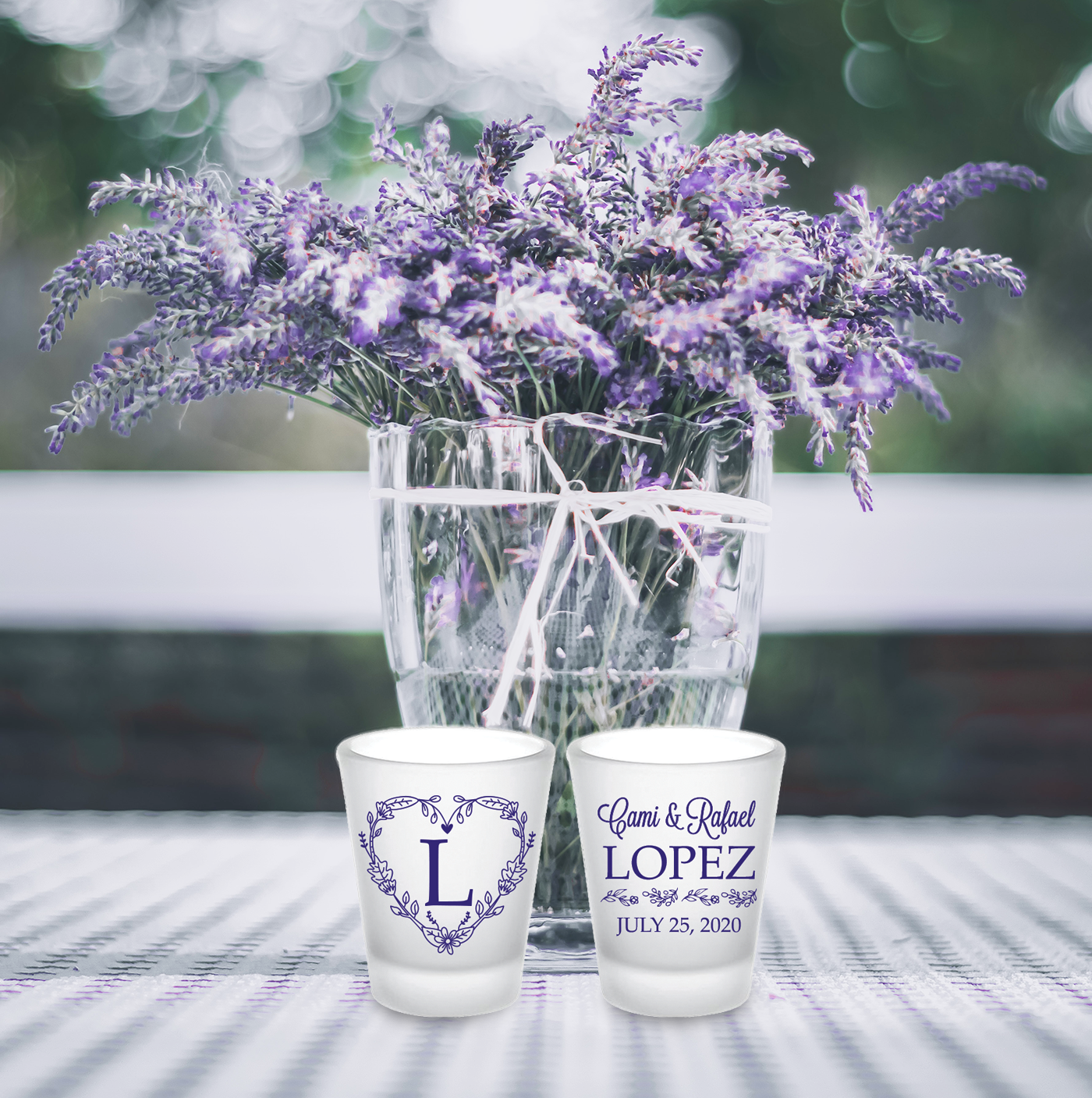 Heart Monogram Shot Glasses