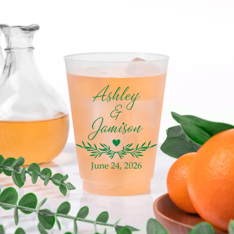 Beautiful Script with Greenery Frosted Flex Cups