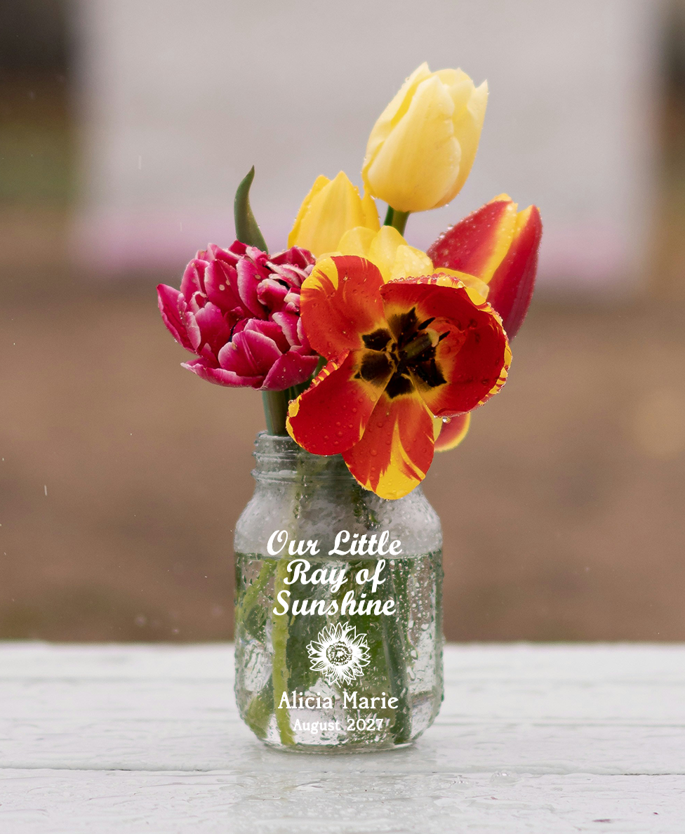 Our Little Ray of Sunshine PLASTIC Mason Jar