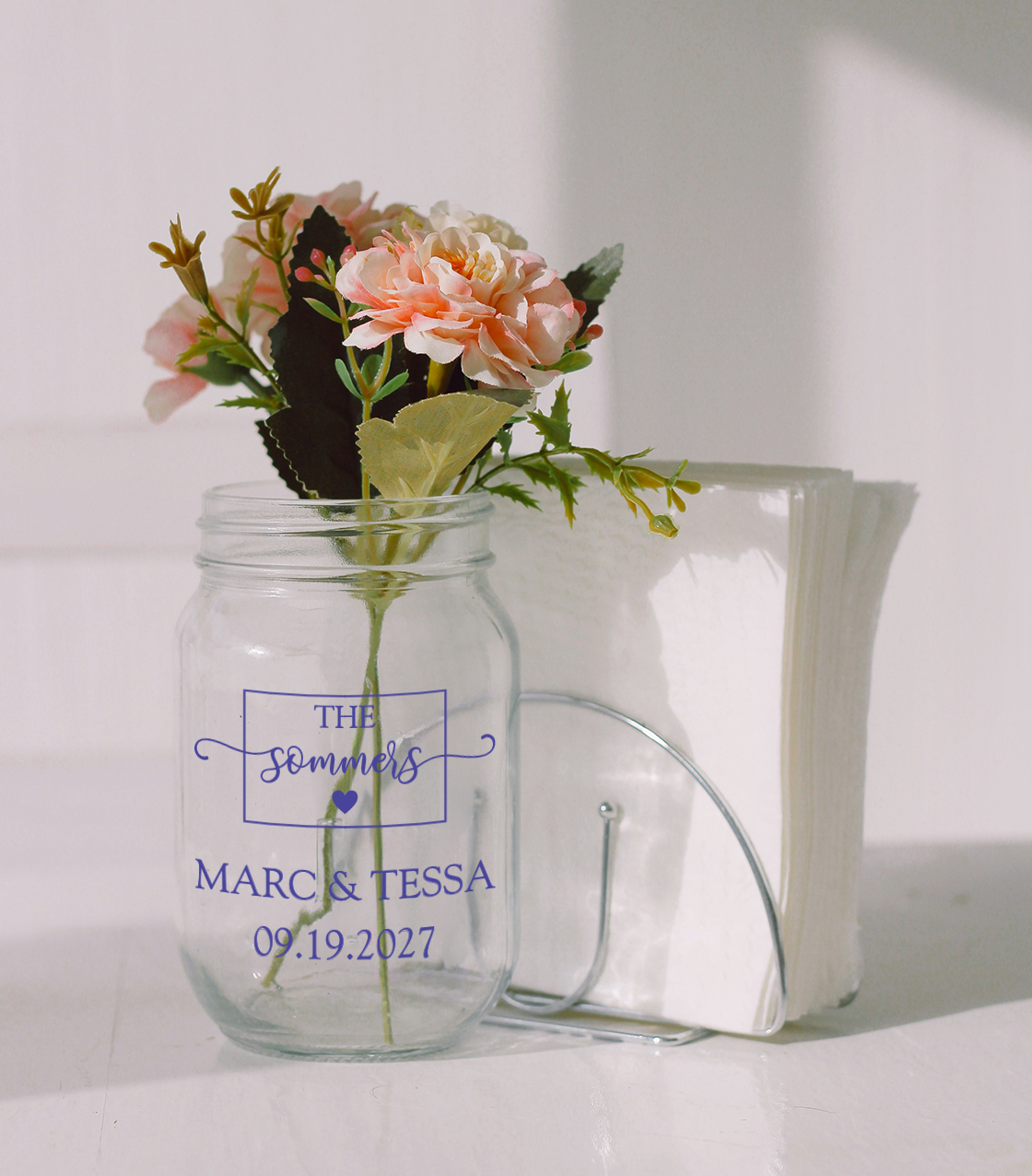 Script Last Name PLASTIC Mason Jar