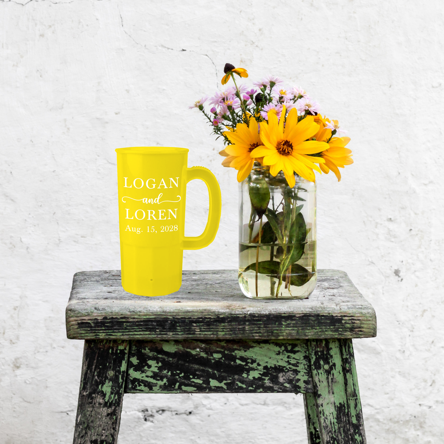 22oz Script Names Wedding Steins