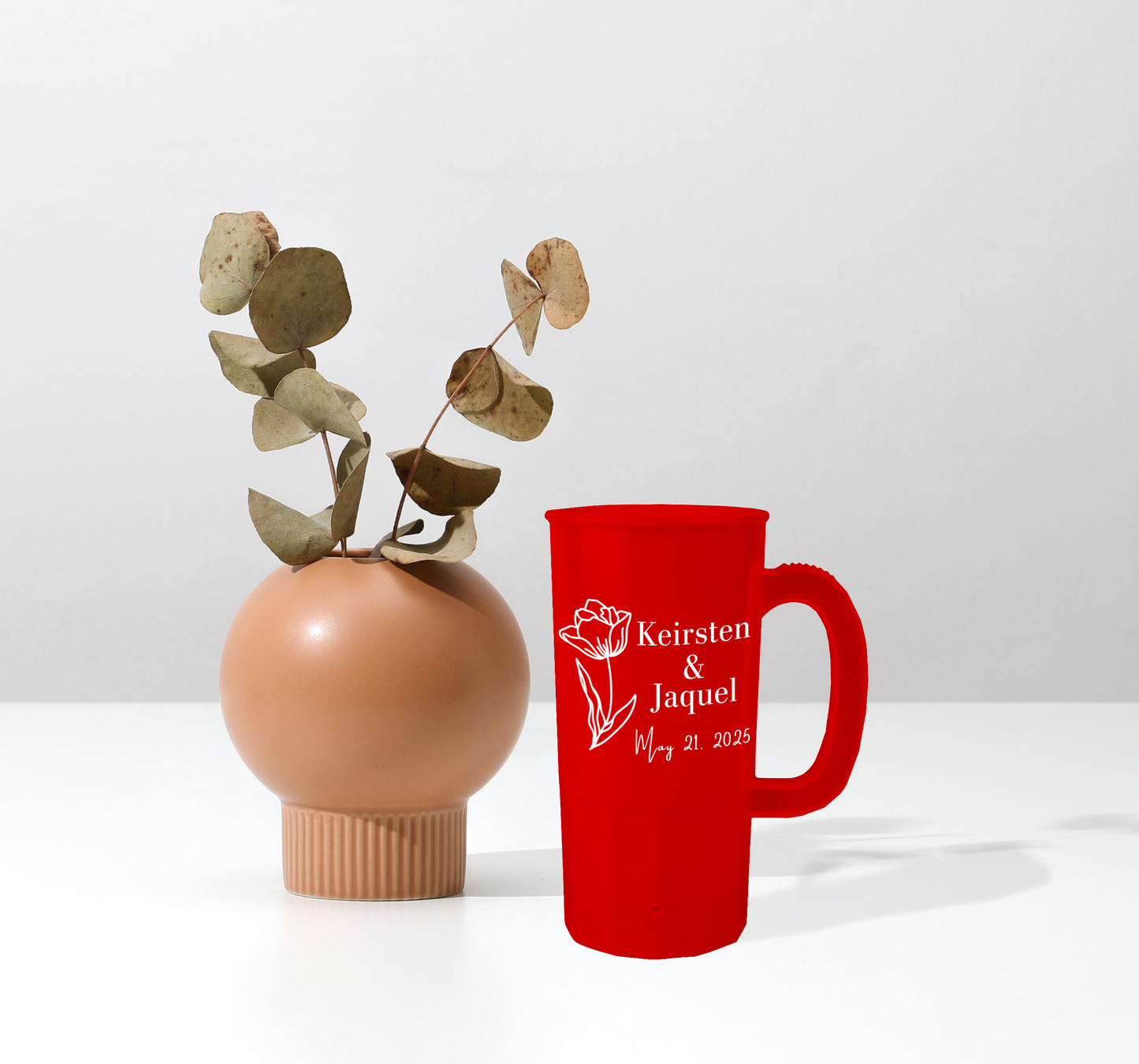 22oz Simple Flower Wedding Steins