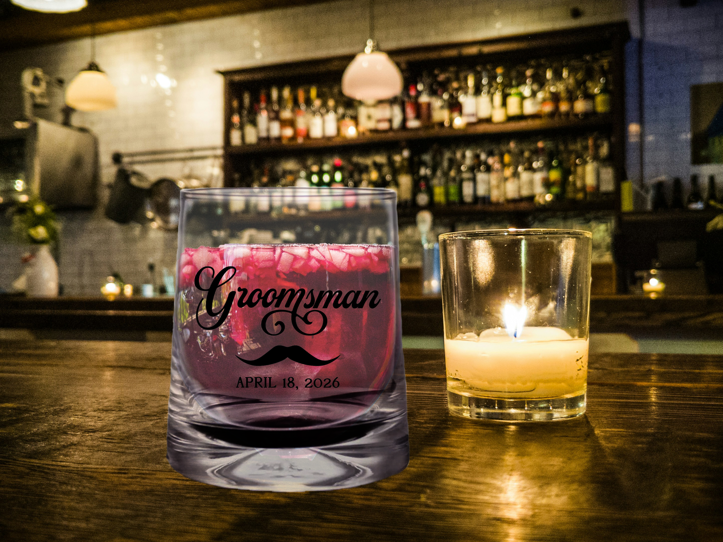 Vasos Old Fashioned de estilo moderno de 10 oz con un diseño personalizado de "Groomsman"
