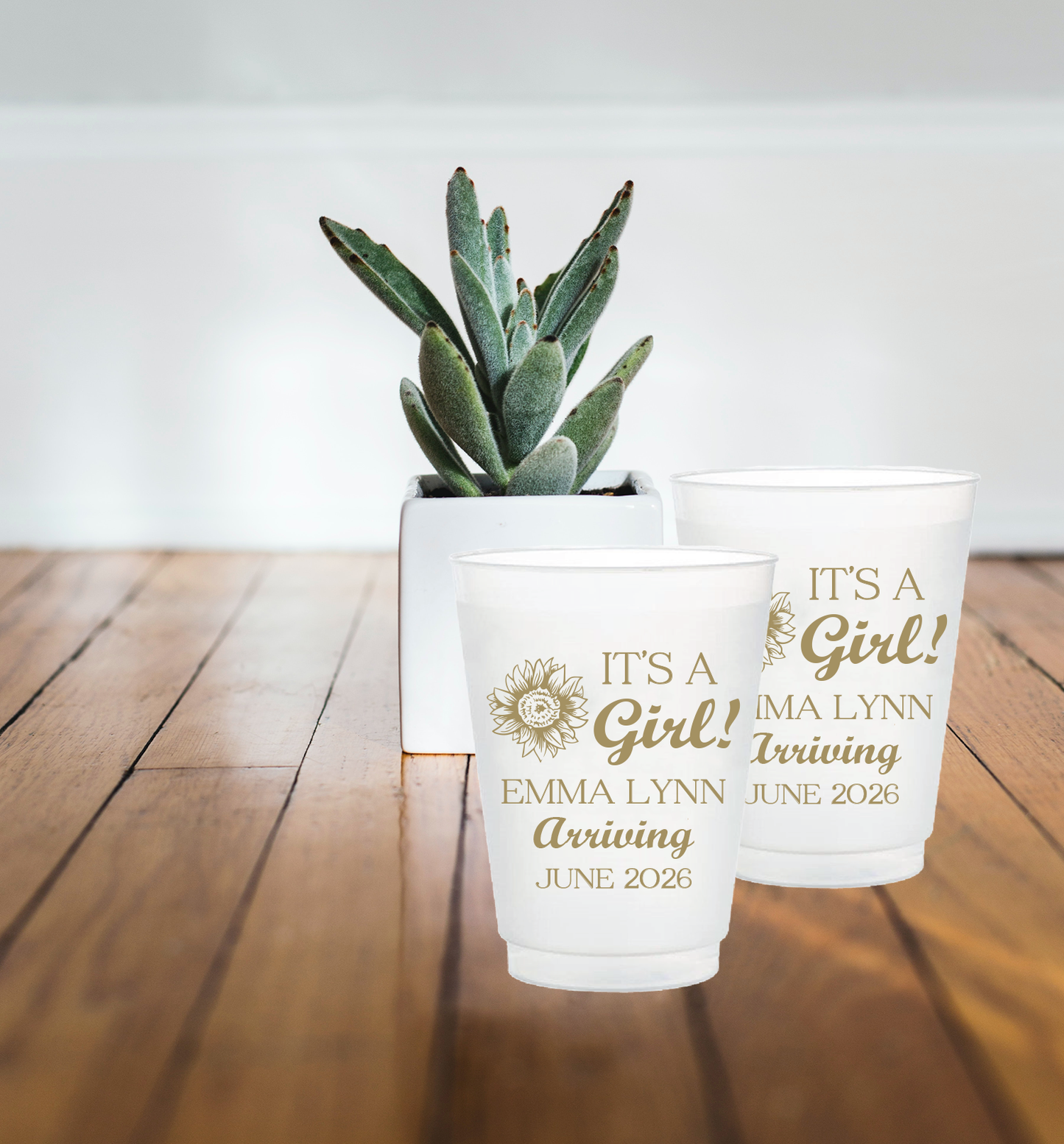 Sunflower It's a Girl! Baby Shower Frosted Flex Cups