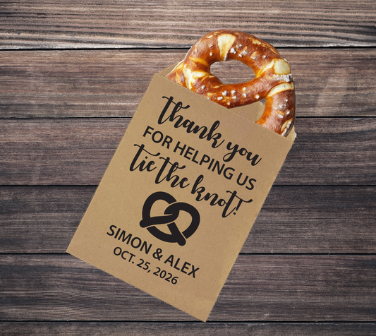 Thank You for Helping us Tie the Knot! wedding pretzel treat bags