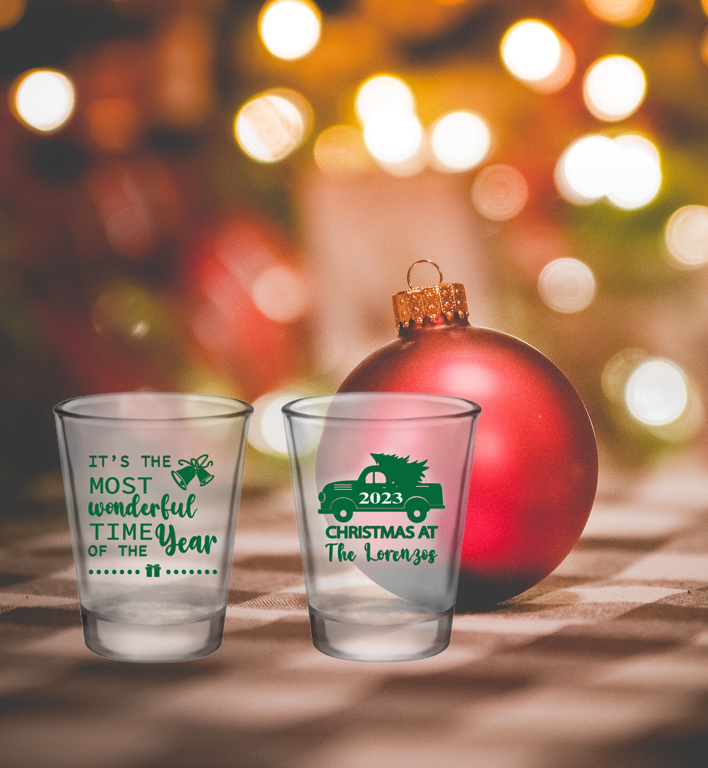 Christmas party shot glasses