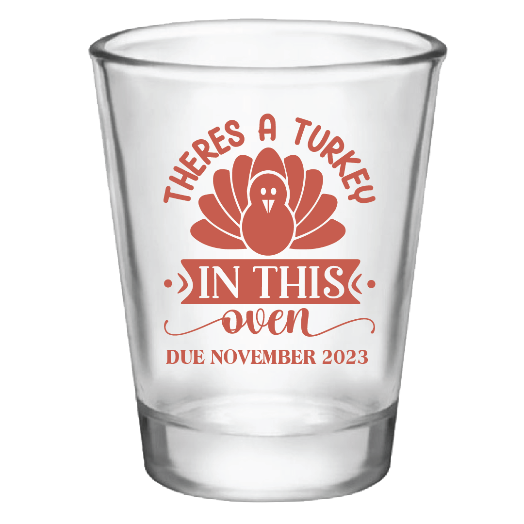 Vaso de chupito para baby shower con pavo en el horno