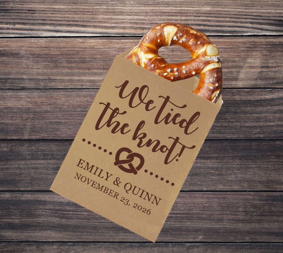 We Ties the Knot! wedding pretzel treat bags