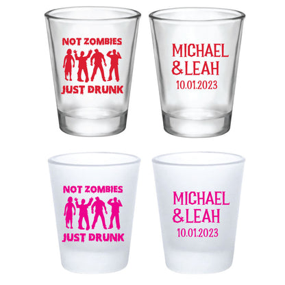 Spooky Wedding Shot Glasses- Not zombies just drunk