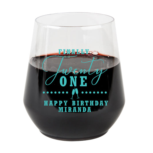 21st birthday plastic wine glasses