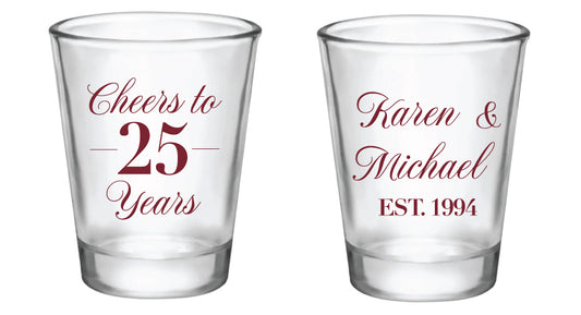 Cheers to __ Years Anniversary Shot Glasses