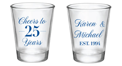 Cheers to 25 Years Anniversary Shot Glasses