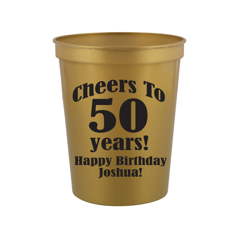 Personalized 50th birthday cups, cheers to 50 years cups 
