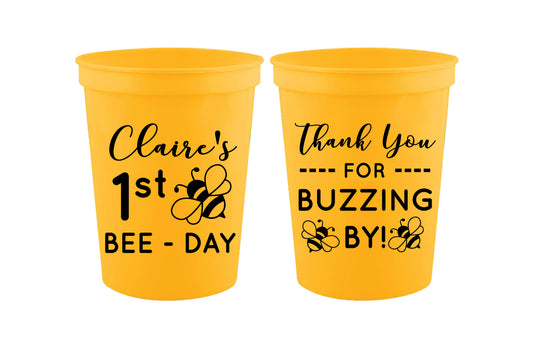 Personalized bumblebee birthday cups
