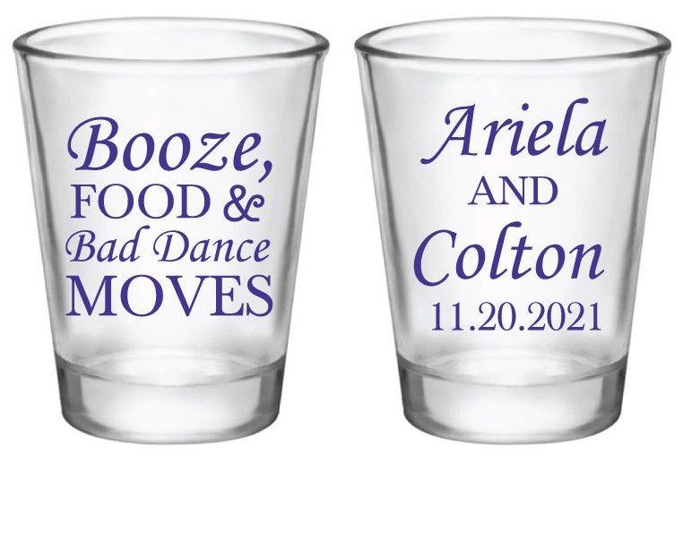 Booze, Food, and Bad Dance Moves Shot Glasses