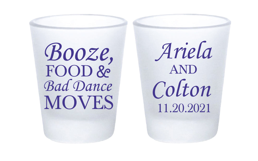 Booze, Food, and Bad Dance Moves Shot Glasses