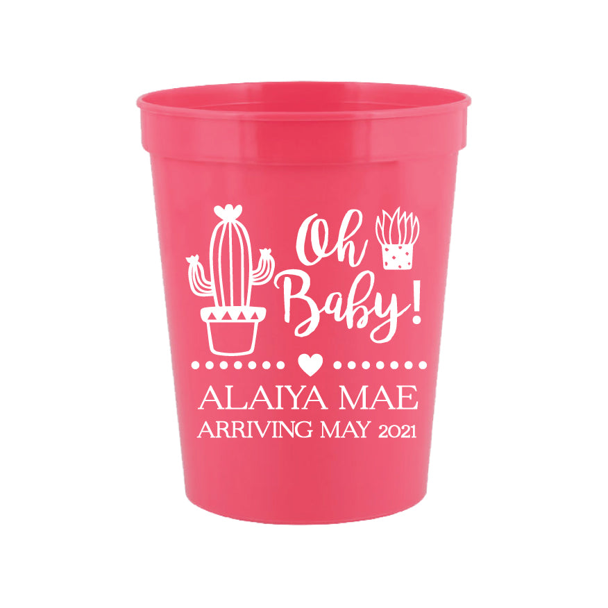 Vasos para baby shower con forma de cactus
