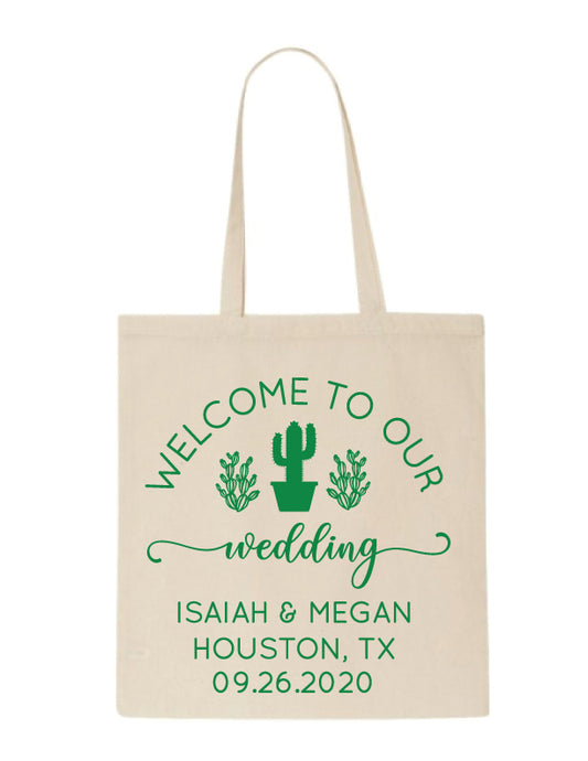 Cactus wedding tote bags