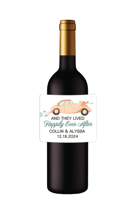 Wedding wine bottle labels- happily ever after