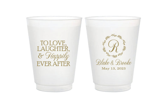 Love Laughter & Happily Ever After Wedding Frosted Flex CUps