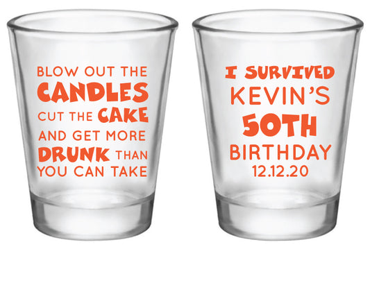 Personalized funny birthday shot glasses