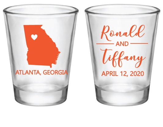 Georgia wedding shot glasses