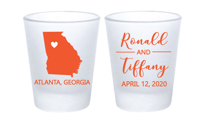 Georgia wedding shot glasses