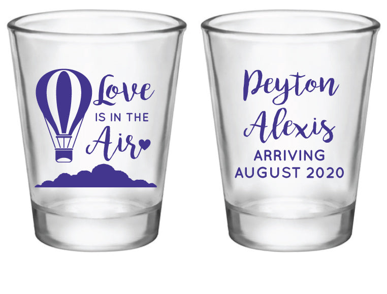Love is in the air baby shower shot glasses