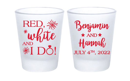 4th of July wedding shot glasses